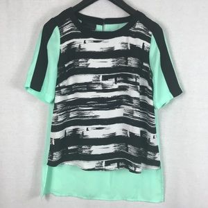 Attention Turquoise Black Lightweight Top